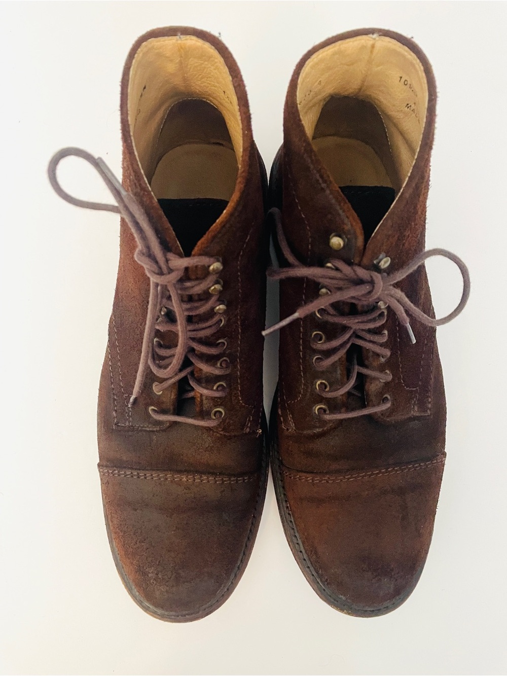 Men's  FRYE Dark Brown leather Suede distressed lace-Up Boots Size: 10 1/2D